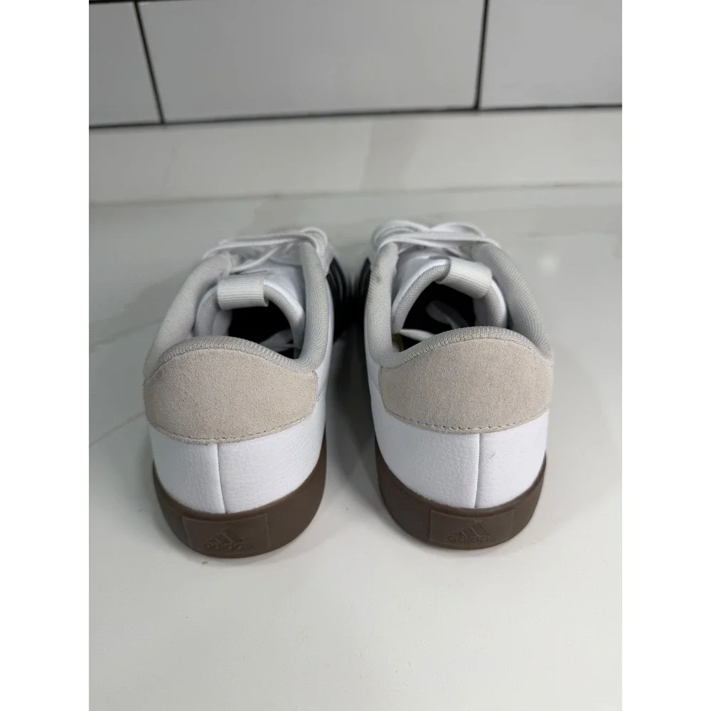 Adidas VL Court 3.0 Womens 8 White Black Gum Leather Sneakers ID8797 Casual